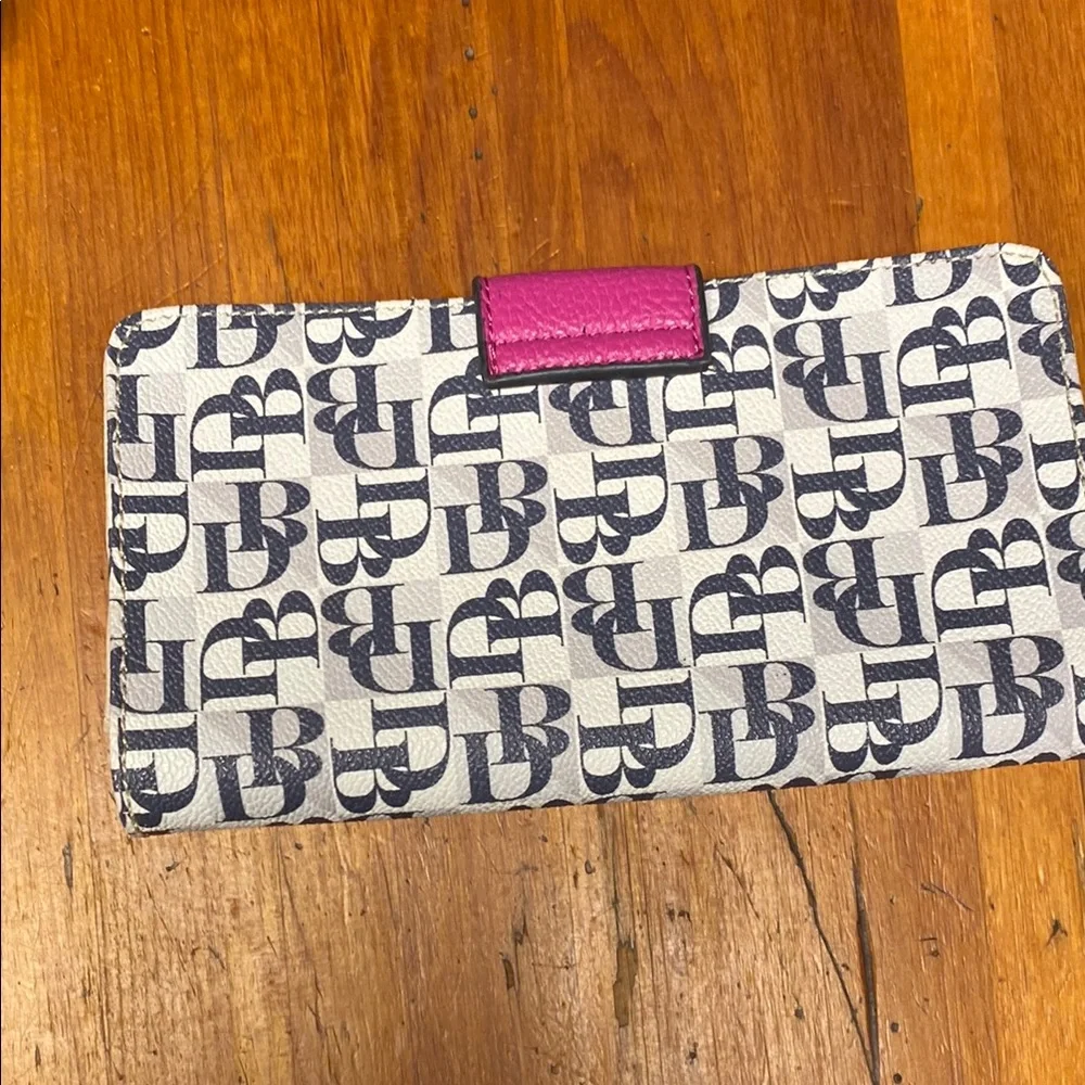 Dana Buchman Pink and Black Wallet with Logo Pattern